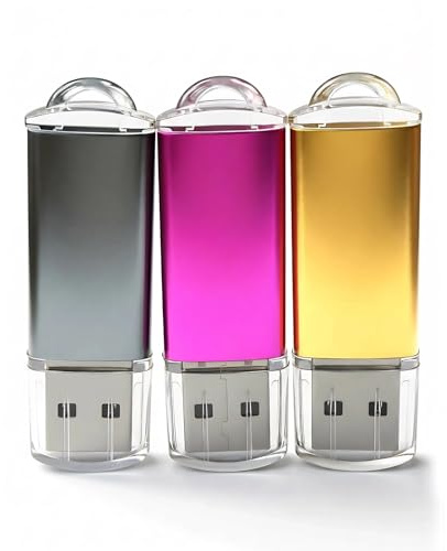 3 Stück USB Stick 16GB High Speed USB 2.0 Speicherstick 16GB mit LED-Anzeige für PC/Laptop/Autoradio/TV (Rosenrot, Gold, Grau)