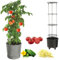 botle Tomatentopf Tomatenpflanze Pflanzkübel Topf zur Anzucht von Kletterpflanzen Gemüsetopf Übertopf Gurken Bohnen Ø30 cm Grauer Beton Kunststoff + Einsatz mit hohem Rahmen