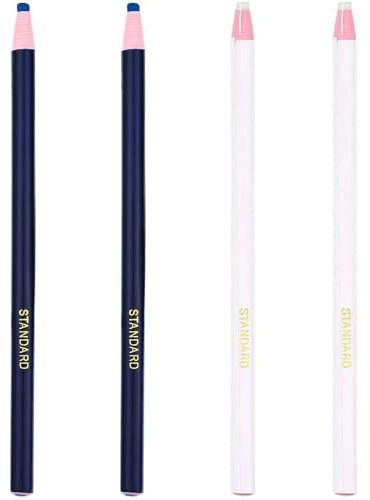 GZSYWZ 4 Stück Schneiderkreide - Weiß Blau Nähkreide Schneiderkreidestift Stoffkreide Multifunktional Schneiderkreide für Nähen Bleistift Schneiderei Notizen Nähen Basteln