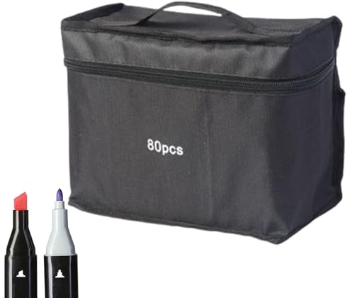 Marcadores de pintura | Marcadores de pintura de doble truco conjunto | Colgante de arte de doble extremo de 60 colores con bolsa de transporte | Marcadores de libros para colorear de doble extremo |