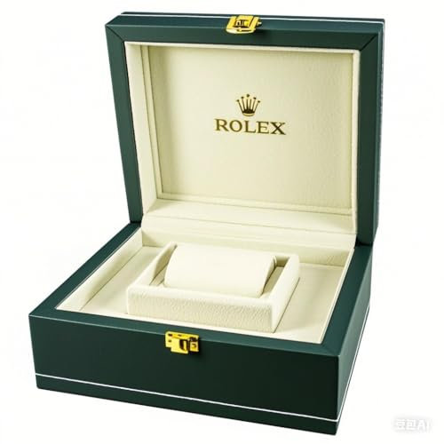 BoBoHome Boîtier de montre en bois massif en cuir vert avec boîte de rangement faite à la main pour montres Rolex Deepsea