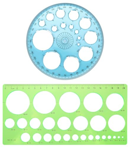 2 Pcs Circle Stencil, Circle Template for Drawing Multi-Function Circles Stencil Ruler, Large & Small Sizes for Studying, Designing, Office Use, Perfect for Painting & Drafting, Plastic