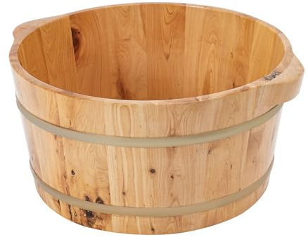 Chelngveo Baignoire de pieds en bois - Couleur bois - Pour bain de pieds - Surface polie antidérapante - Pour adultes - Pour spa, pédicure - 38 x 38 x 20 cm