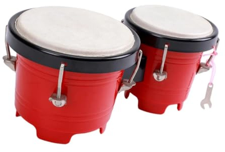 Bongos Bongos trumset, professionell slagverk, handtrumjustering, pedagogiska musikinstrument för nybörjare, pojkar och flickor (röd)
