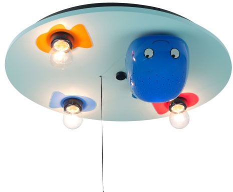 Niermann Standby Deckenleuchte Wal mit LED-Farbwechler und Sternenprojektor, hellblau 613