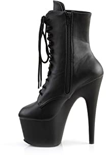 Pleaser Femme Adore-1020 Bottes à Tige Courte, Noir (Blk Faux Leather/Blk Matte), 42 EU