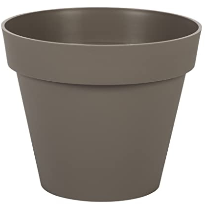 EDA - Pot de Fleur Rond Toscane Ø 20 cm - Volume 3 L - Ø 20 x H.17 cm - Taupe