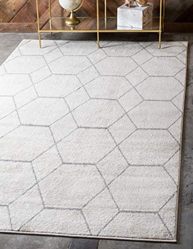 Unique Loom Trellis Frieze Collection Area Rug - Geometric (4' 1 x 6' 1, Ivory/ Gray)