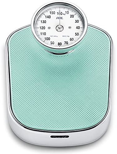 ADE Mechanische Waage Personenwaage analog BM 702-1 Felicitas (Gewichtswaage analog, Körperwaage im klassischen Design mit großer Skala und rutschfester Wiegefläche) grün