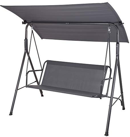 Outdoor Garden Furniture Swing bench Chair Lounger Hammock Canopy W/Sun Roof (Dark Grey)