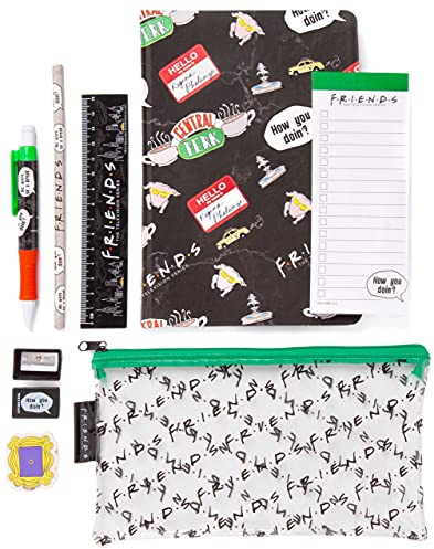 Friends Stationery Set Kids & Adults | A5 Central Perk Book, Ruler, Writing Pen, Pencil, Eraser, Sharpener & F.R.I.E.N.D.S Pencil Case School Supplies Gifts