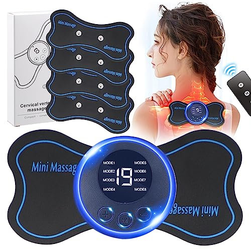 2PCS Mini Neck Massager, Body Massage & Cervical Massagers, Whole Body Massager, Shoulder Electric Massagers, Pain Relief for Arms, Neck, Back, Waist, and Legs | 6 Patches | Remote Control