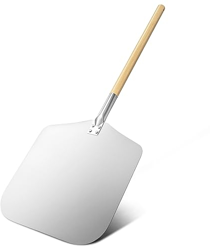 G.a HOMEFAVOR Pizzaschieber, Pizzaschaufel aus Aluminium, mit Holzgriff, 30,5cm x 33cm, 83cm insgesamt Pizzaheber für hausgemachte Pizzen, Backen, Brot - Pizza Zubehör