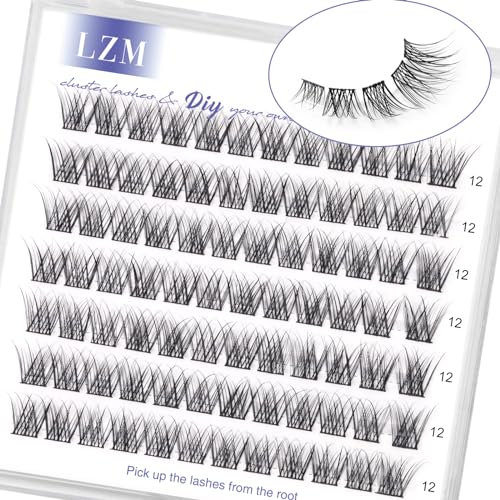 LZM Einzelne Wimpern Fake Lashes 12mm C Curl Falsche Wimpern Natürlicher Look Künstliche Wimpern Weich DIY Cluster Wimpern Einzeln Natürliche Wimpern (Moon-12)