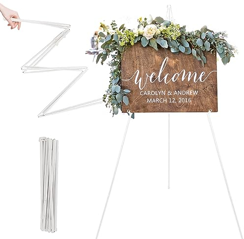 White Easel Stand for Wedding - Foldable Portable 168cm High Display Easel Poster Stand - Easy to Fold Retractable Adjustable Black Easel Artists Easel Indoor and Outdoor(1 Pack)