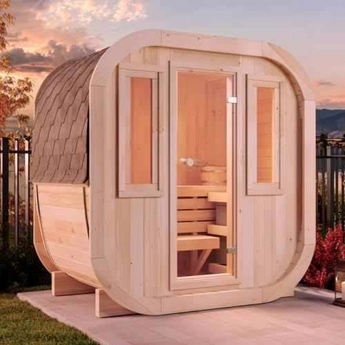 FinnTherm Fasssauna ScandiCube Mini XXS 210x136cm Natur 2-Fenster 42mm