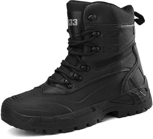 CarXs Stivali da trekking impermeabili da uomo Stivali tattici militari Stivali da combattimento Stivali da pattuglia della polizia traspiranti Stivali militari(Color:Black,Size:41)