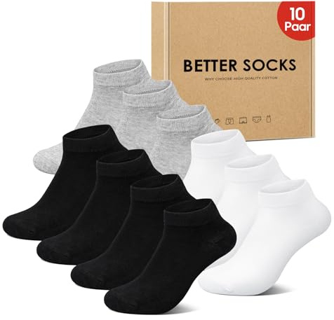 IceReco 10 Paia Calzini Uomo Corti Estivi Sportive Calze Donna Corte Cotone Calza Sportivi Fantasmini Running Invisibili Trekking Tennis Calzini Elastiche 39-42 Nero Nere Neri Bianco Bianchi Grigio