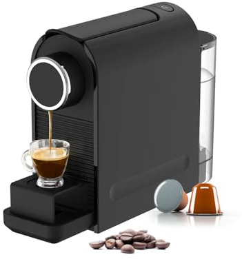 Avilia - Macchina Caffè da 1400W con Pressione 20 Bar Compatibile Capsule Standard, Serbatoio da 0,5L, Erogazione Programmabile e Spegnimento Automatico per Caffè Espresso Cremoso e Veloce Nera