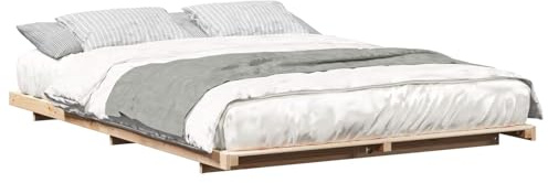vidaXL Cadre de lit surélevé Marron 160 x 210 cm Bois Massif en pin, Cadre de lit Moderne et stylé, Plateforme rectangulaire, Rangement Gain de Place, Meuble Chambre en Bois Minimaliste