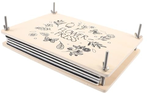 Veemoon Herbier Presse Fleurs en Bois et Métal Distribution de Pression Uniforme, Kit de Pressage de Fleurs pour Diy, Outil de Pressage de Feuilles pour Création Botanique