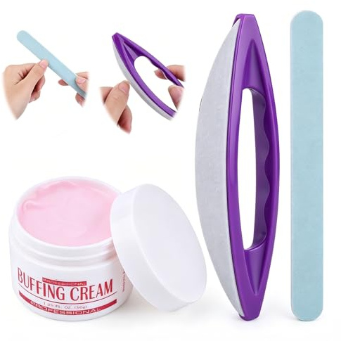 Kit manicure, set manicure, manicure giapponese, set manicure, Set 3 pezzi strumenti per lucidatura unghie, Include 2 lucidatori e 1 lima a punta, Professionale