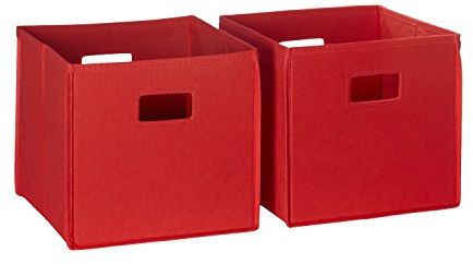 RiverRidge Folding Storage Bins with Handles Red Cube Storage Organizer for Closet, Bedroom & Playroom - Closet Organizers and Storage Set of 2