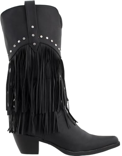 ROPER Womens Oakley Studded Pointed Toe Casual Boots Mid Calf Low Heel 1-2 - Black - Size 9 B