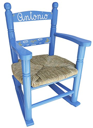 MAKONDO IMPORT-EXPORT Mecedora Personalizada EN Madera 4 Colores 37X47X58 (Azul)