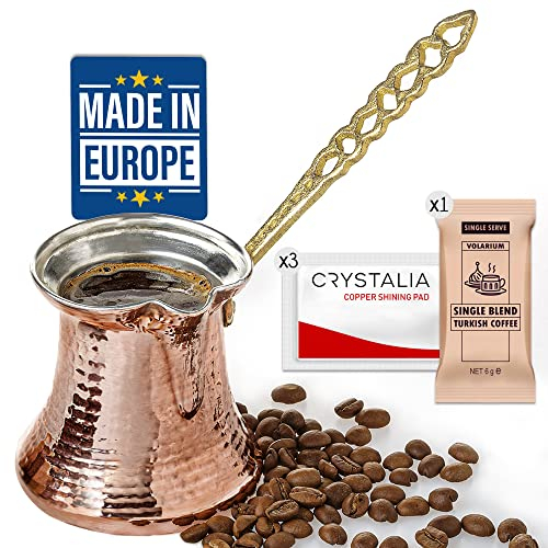 Volarium Cafetière turque, cafetière grecque arabe, café Cezve en cuivre martelé, cafetière sur la cuisinière (petite taille)