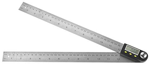 Walfront 300mm Règle de Rapporteur Électronique Numérique, Goniomètre Angle Finder Jauge LCD Affichage Matériel en Acier Inoxydable avec Base Magnétique et Sac