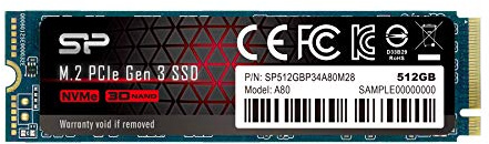 Silicon Power SSD P34A80 512 GB M.2 PCIe Gen3 x4 NVMe, 3200/3000 MB/s