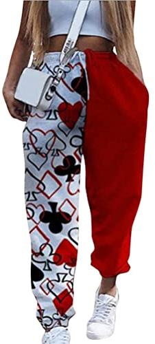 Onsoyours Femme Harem Pantalon Yoga Sarouel Legers Hippie Baggy Léger Ethnique Calqué Smockée Taille Haute avec Poches Été Plage 1 Rouge M