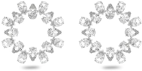 Swarovski Matrix Ohrringe, Rhodinierte Kreolen mit Strahlenden Swarovski Kristallen