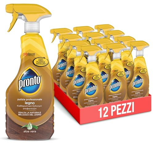Pronto Trigger Legno – Esalta la naturale bellezza del legno, Fragranza Aloe Vera, Formato Scorta da 12 Pezzi da 500 ml