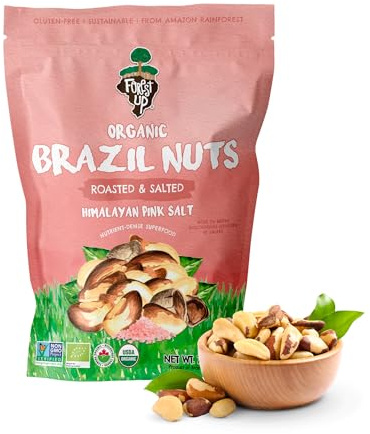 FLORESTA EM PÉ - The True Organic Premium Brazil Nuts (7oz) Roasted & Himalayan Salt | Kosher | Non-Gmo | Certified Organic | No Oil | Fresh | Vegan | Gluten Free | Keto and Paleo Friendly | Sustainably Harvested