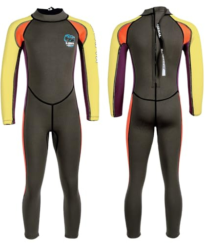 Kids Wetsuit Full Suits 2.5mm Neoprene Swimsuit UV Protection Keep Warm Long Sleeve Wetsuits for Swimming Diving Scuba XL Size 18816GRAY-XL