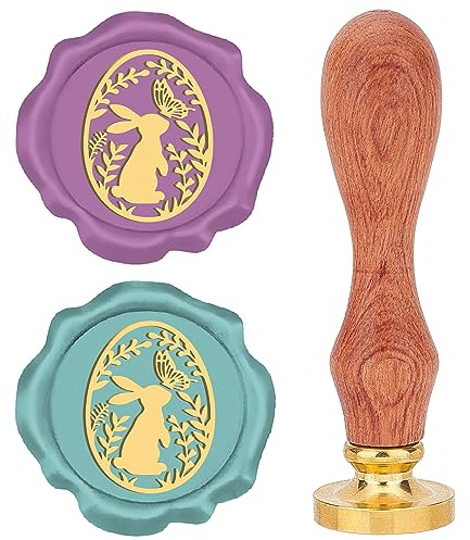 CRASPIRE påskägg med kanin vax försegling stämpel 25 mm fjäril växt tätning vax stämplar retro rosenträhandtag avtagbart mässingshuvud för påskfest bröllopsinbjudningar Thanksgiving presentförpackning
