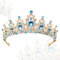 Snowtain Hochzeit Tiara, 1 Pcs Kristalle Prinzessin Krone, Kristall Krone Tiara, Hochzeit Braut Kristall Tiara für Brautkrone,Hochzeit, Abschlussball，Festzug (Blaues Diamantgold)