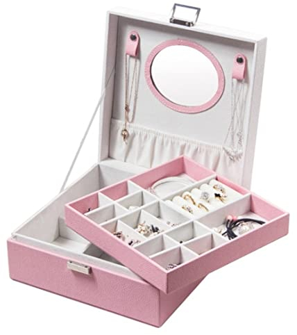 Boîte à Bijoux boîte à bijoux tiroirs Boîte À Bijoux En Cuir PU Avec Organisateur De Bijoux De Voyage Portable Et Colliers Amovibles Crochets Cubes Compartiment Couvert Coffret pour Bijoux boite a bij
