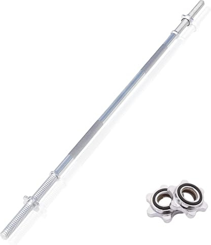 DONATIF Bilanciere Palestra in Acciaio con Fermadischi Inclusi - Bilanciere 25mm Cromato 180 cm (7 KG) - Attrezzi Palestra Casa - Fitness Home Gym - Allenamento a Casa ottimale