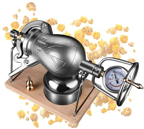 APMOE Nostalgi popcornmaker, mini popcornmaskin 304 rostfritt stål popcorntryckare för gör-det-själv-älskare gammaldags popcornmaskin kinesisk popcornmaskin för hemmafest (328 ml)