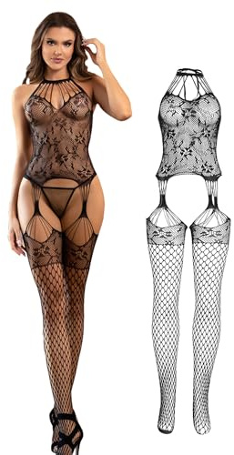 ohmydear Women's Fishnet Bodystocking Sexy Bodysuit Lingerie XS-2XL
