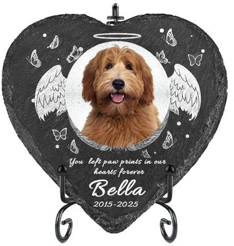 Piedra conmemorativa personalizada para perros, regalos conmemorativos personalizados para mascotas con foto y nombre, recuerdo del puente arcoíris por la pérdida de perro o gato, marcador