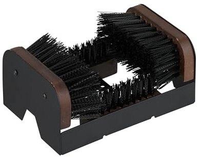 Relaxdays Pulisci Scarpe Ingresso con Spazzole, Pulizia Suola Stivali, Raschietto a Setole Dure, Esterno, Nero Marrone