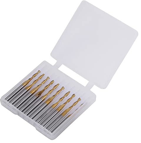 Eacam Fresa a Doppia Scanalatura Rivestita in Titanio 2 Mm, Gambo 3,175 Mm per L'incisione di Circuiti Stampati, Plastica e Rame con Finitura Liscia