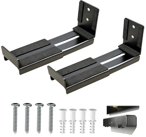 2 stycken universal soundbar vägghållare soundbar hållare för tv väggfäste hylla högtalarhållare upp till max 15 kg djupjustering 90–154 mm högtalarstativ med fästskruvar
