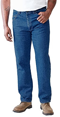 Wrangler Mäns skrovliga kläder avslappnad passform stretch flex denim jeans