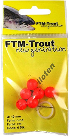 Pilotkugeln Forellen Bissanzeiger rund Trout Piloten Schwimmer Forellenposen (rot, 10 mm)