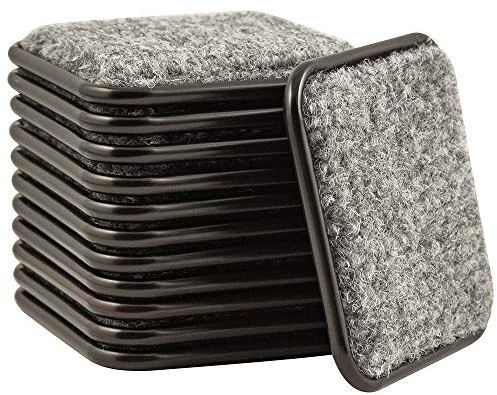 SoftTouch 2 1/2 Square Reusable Carpet Bottom Furniture Caster Cups to Protect Hardwood, Tile or Laminate Floors, Brown/Gray (12 Pack)